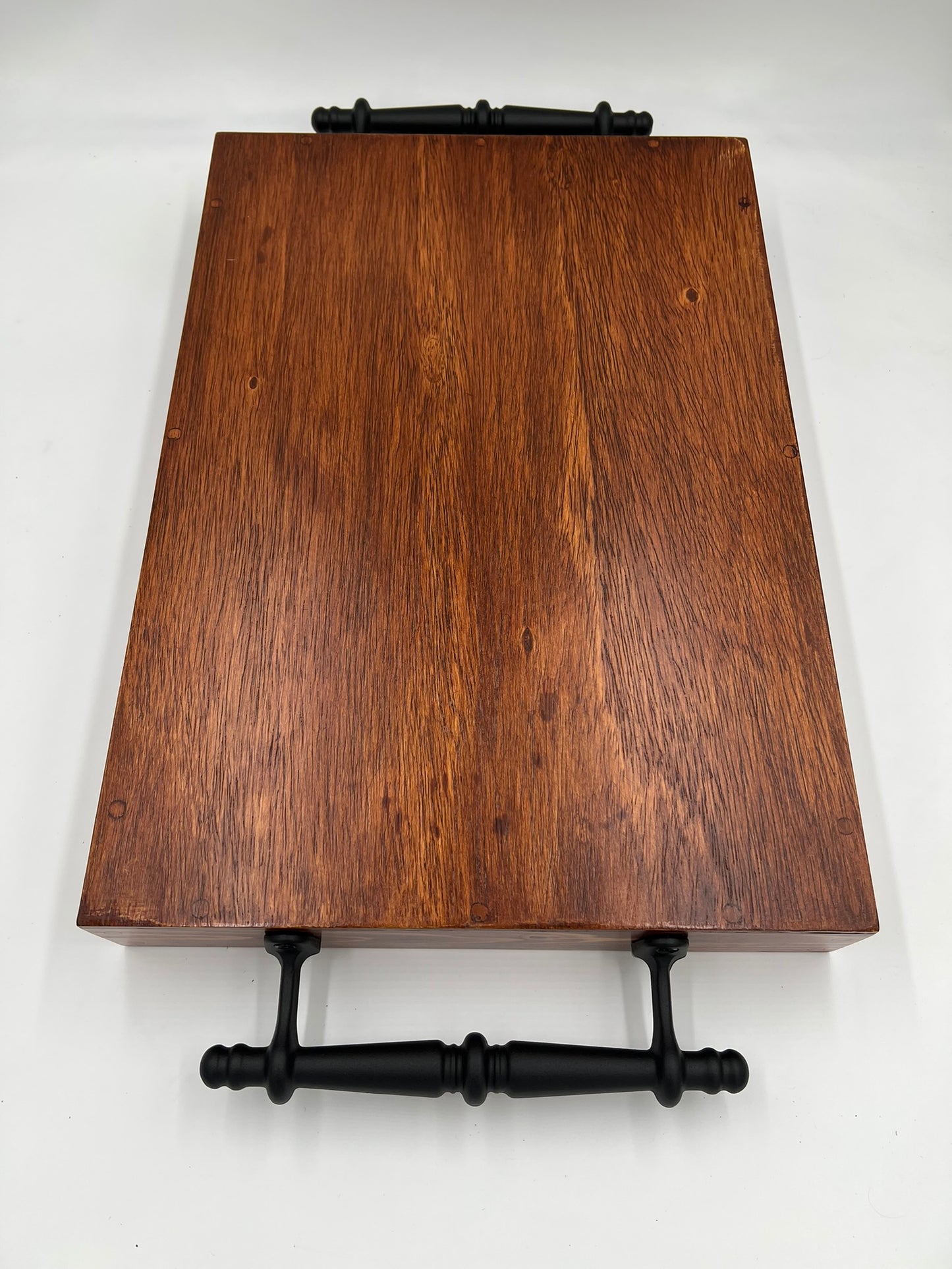 Solid pine serving tray diagonally styled with multiple colors