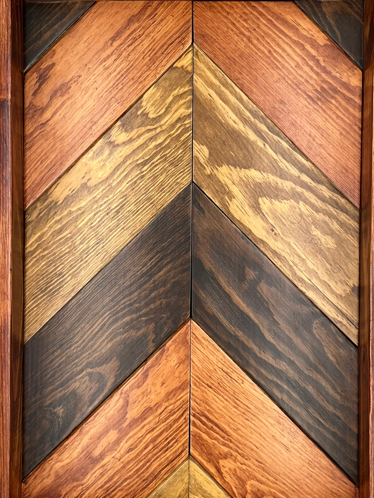 Solid pine serving tray diagonally cut with multiple colors