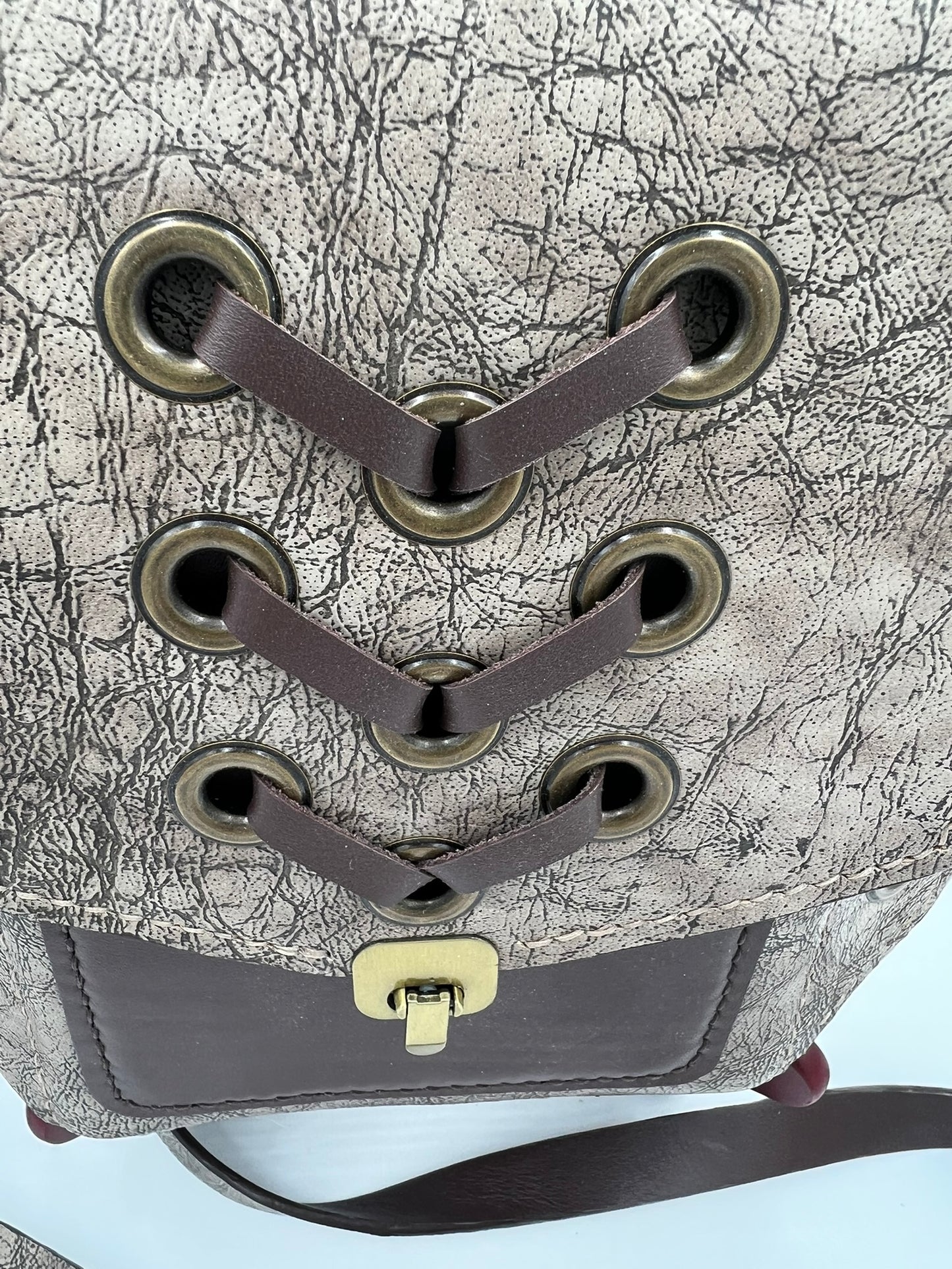 Leather Laced Bag with Adjustable Strap