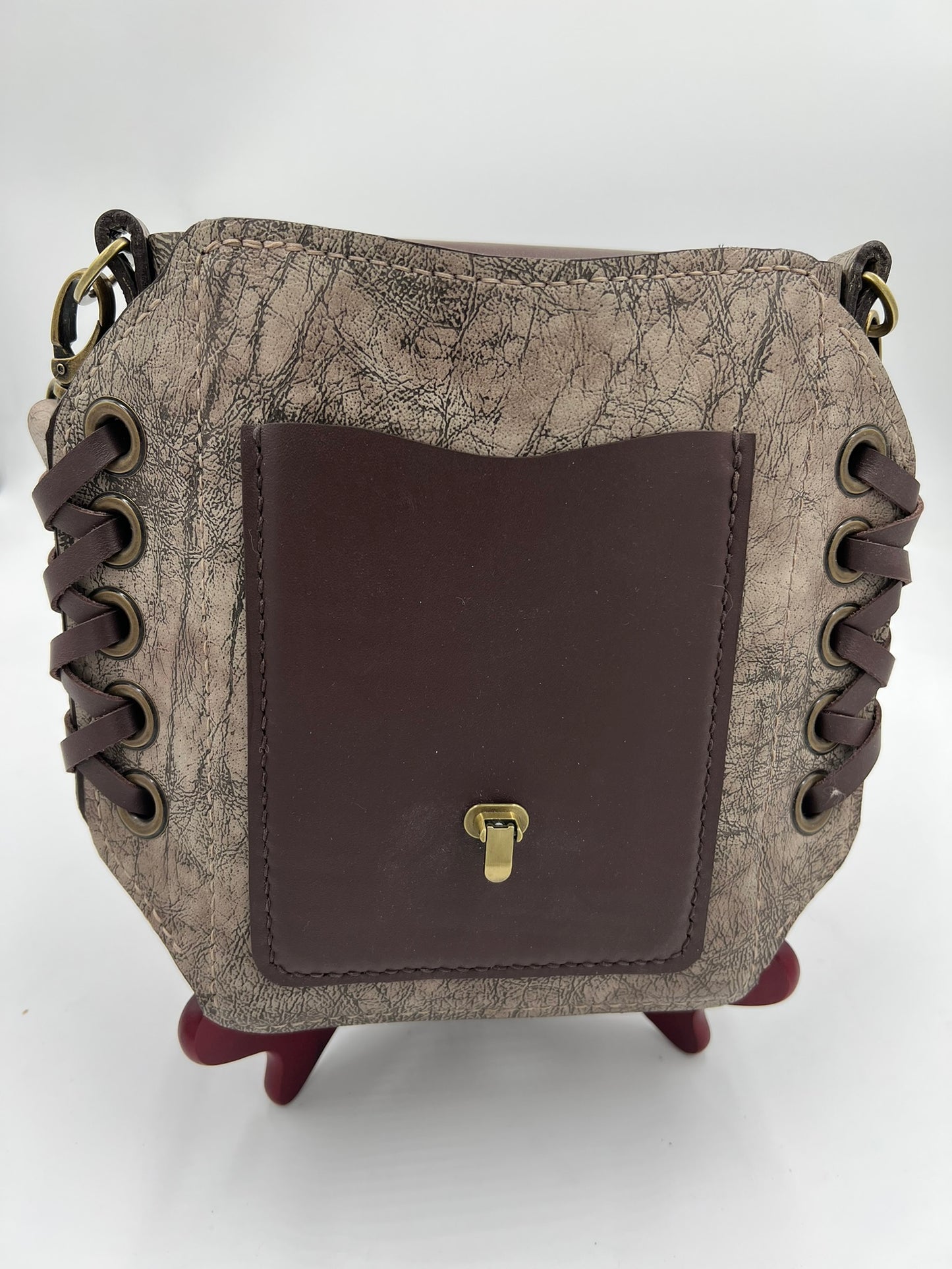 Leather Laced Bag with Adjustable Strap
