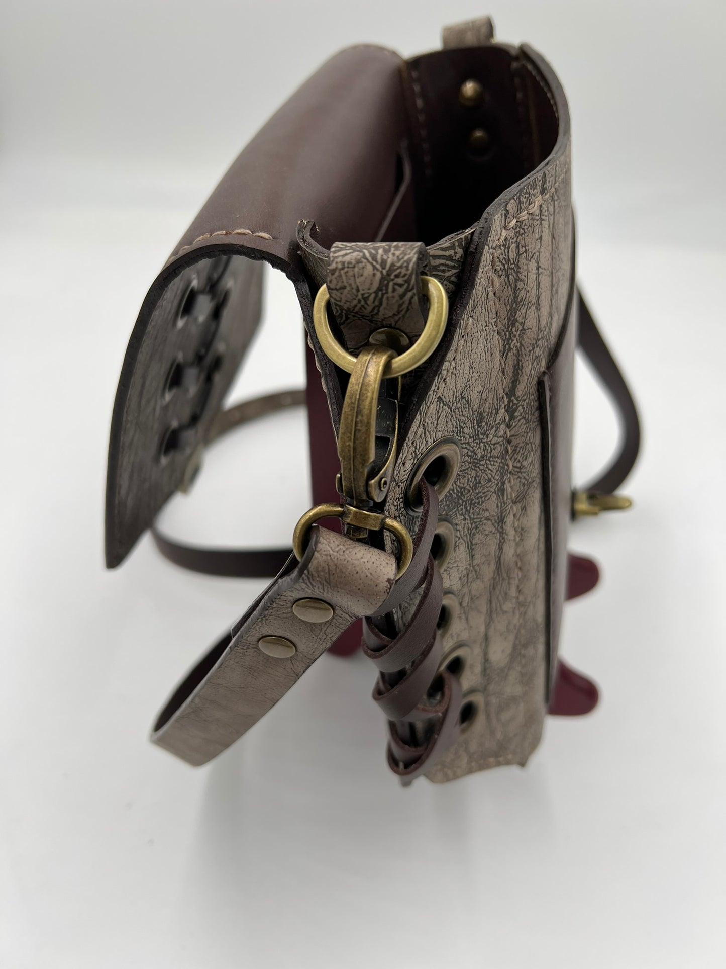 Leather Laced Bag with Adjustable Strap