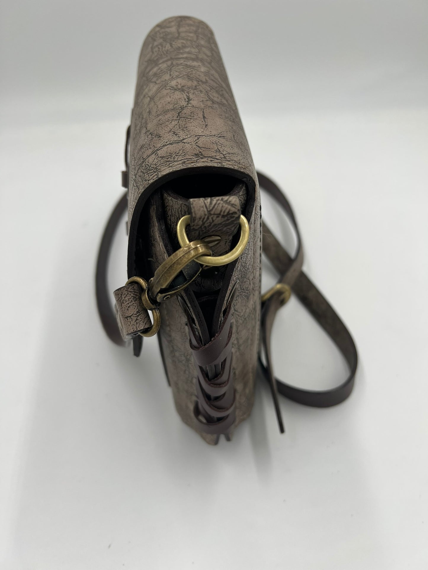 Leather Laced Bag with Adjustable Strap