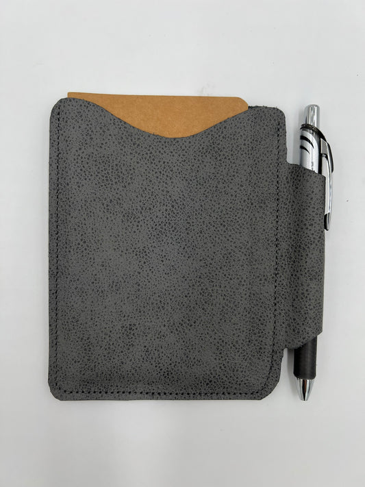 Handmade leather journal case with attached pen carrier