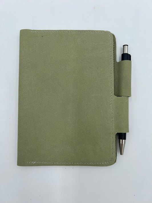 Handmade leather journal cover with card slot and pen holder