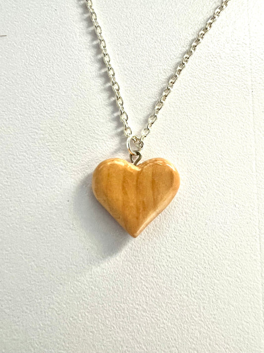 Curly maple heart pendant