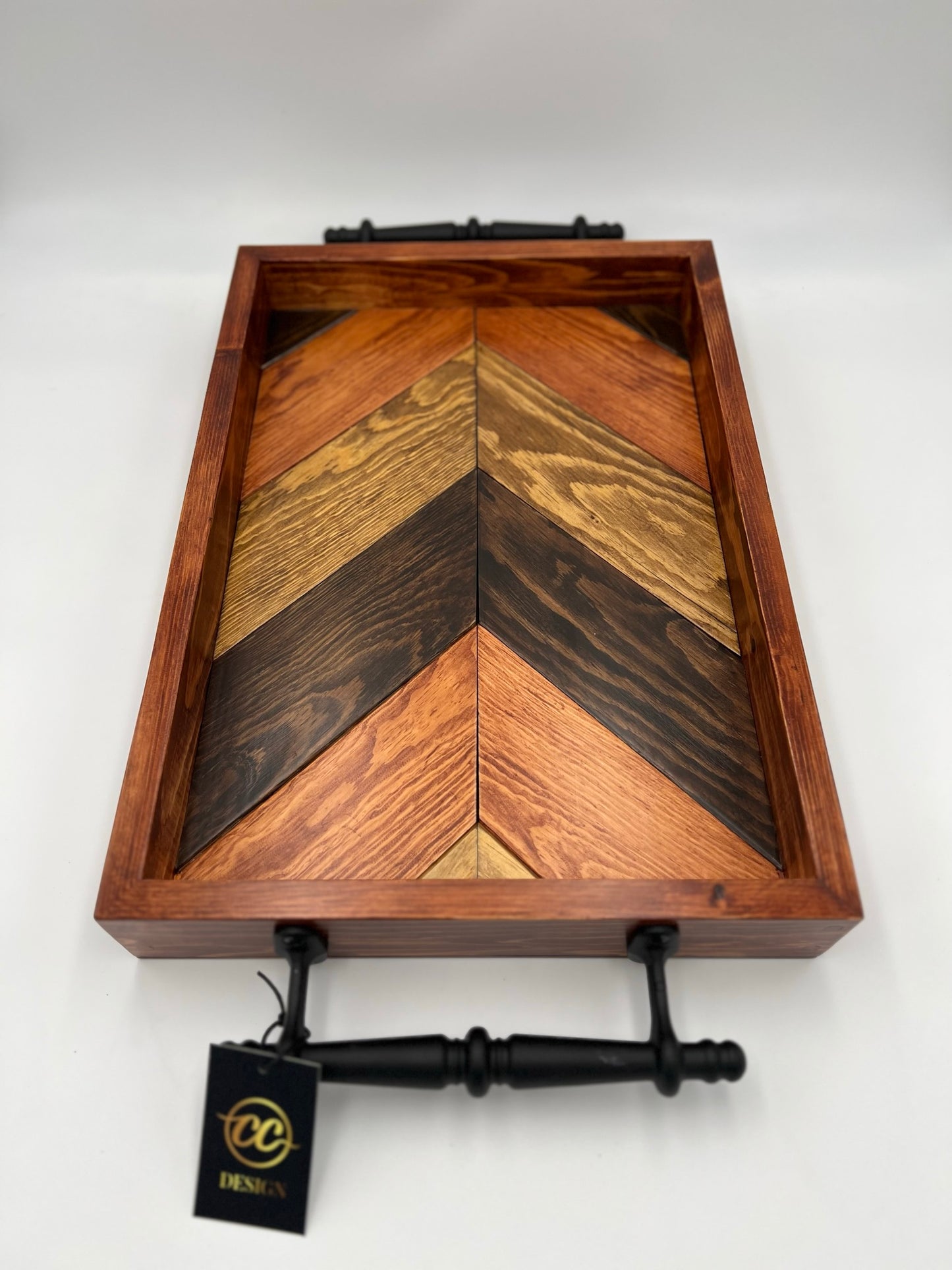 Solid pine serving tray diagonally cut with multiple colors