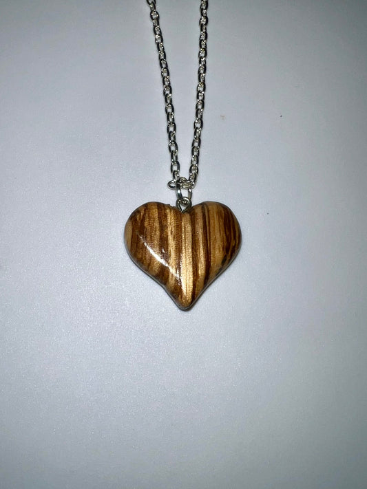 Zebrawood heart pendant